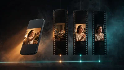 Seedance 2.0 prompt structure for 15-second vertical reels — a phone and three shot panels on a timeline