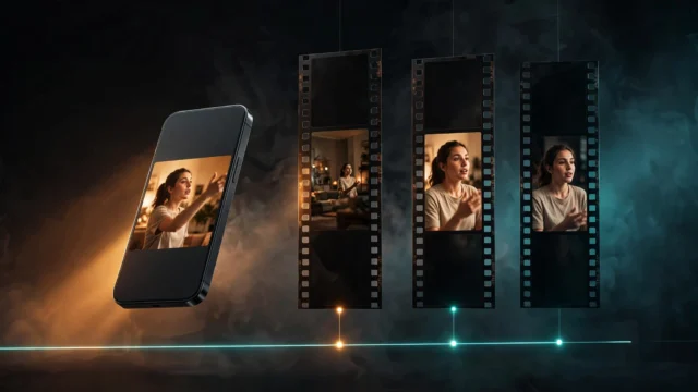 Seedance 2.0 prompt structure for 15-second vertical reels — a phone and three shot panels on a timeline